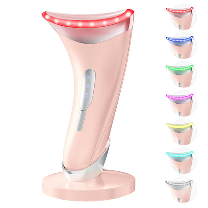Dopsikn 7 Color Galvanic Machines - Red Light Therapy for Face and Neck, Face Massager Tool for Wrinkles, Double Chin, Vibrating Facial Massager with Thermals, White