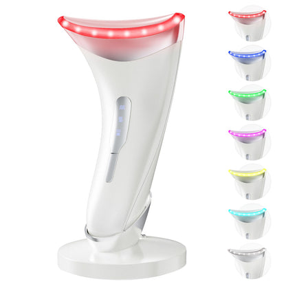 Dopsikn 7 Color Galvanic Machines - Red Light Therapy for Face and Neck, Face Massager Tool for Wrinkles, Double Chin, Vibrating Facial Massager with Thermals, White