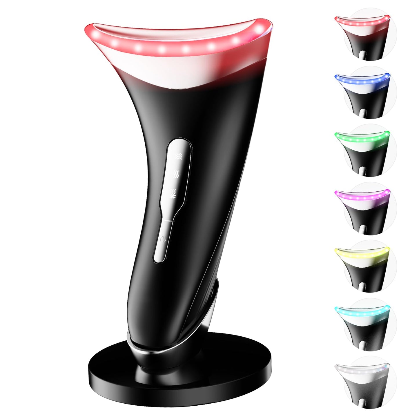 Dopsikn 7 Color Galvanic Machines - Red Light Therapy for Face and Neck, Face Massager Tool for Wrinkles, Double Chin, Vibrating Facial Massager with Thermals, White